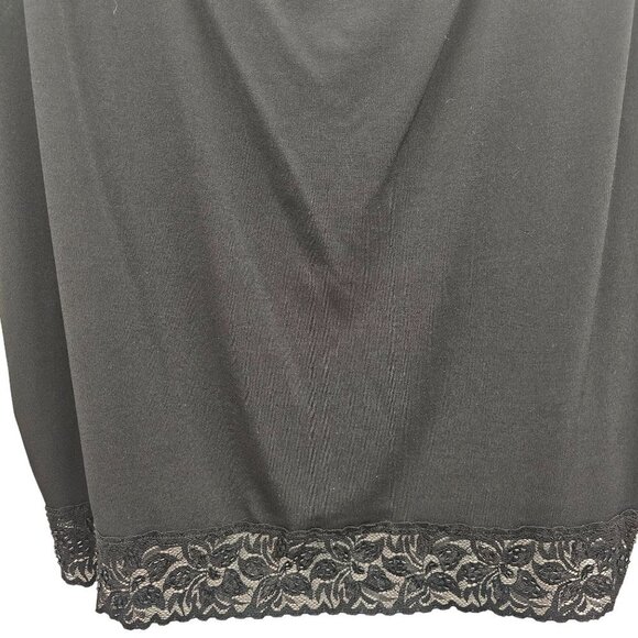 Laura Plus Petites Solid Black Color Lace Trim with Sewn on Beads Square Necklin - Picture 2 of 8